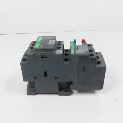 Schneider LC1D12M7 600VAC Contactor 10HP 220V Coil W/ LR3D14 Overload 7-10A
