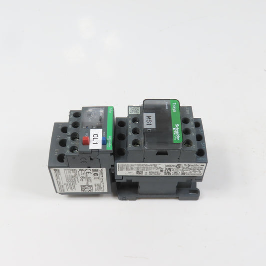 Schneider LC1D12M7 600VAC Contactor 10HP 220V Coil W/ LR3D14 Overload 7-10A