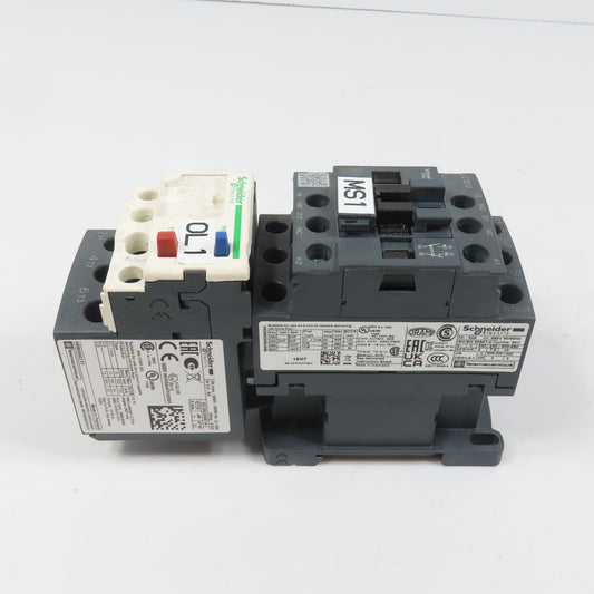 Schneider LC1D18M7 600VAC Contactor 15HP 220V Coil W/ LR3D12 Overload 5.5-8A