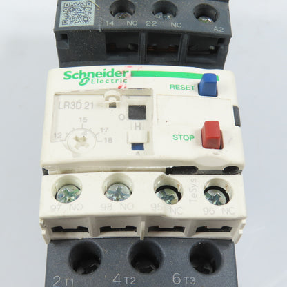 Schneider LC1D18M7 600VAC Contactor 15HP 220V Coil W/ LR3D21 Overload 12-18A