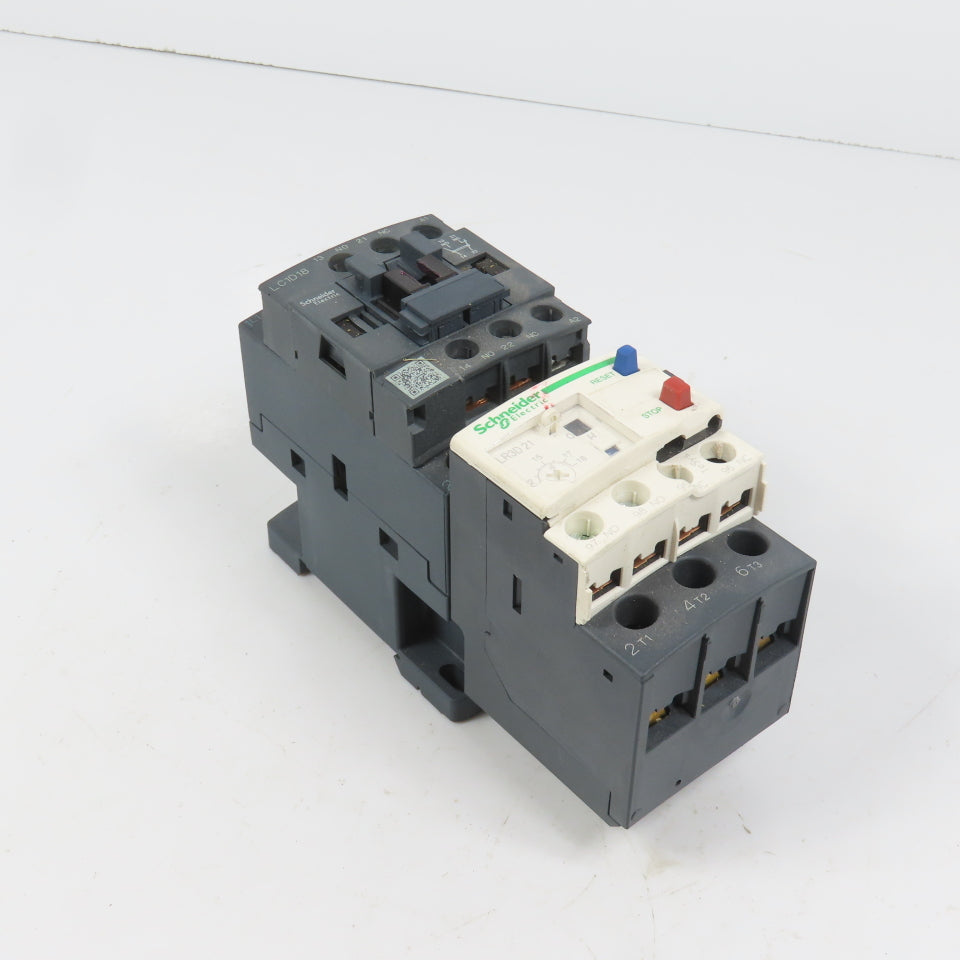 Schneider LC1D18M7 600VAC Contactor 15HP 220V Coil W/ LR3D21 Overload 12-18A