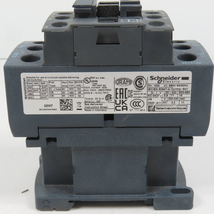 Schneider LC1D25M7 600VAC Contactor 20HP 220V Coil