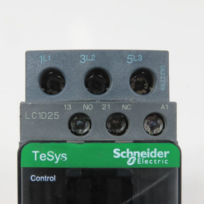 Schneider LC1D25F7 600VAC Contactor 20HP 110V Coil W/ LR3D22 Overload 16-24A