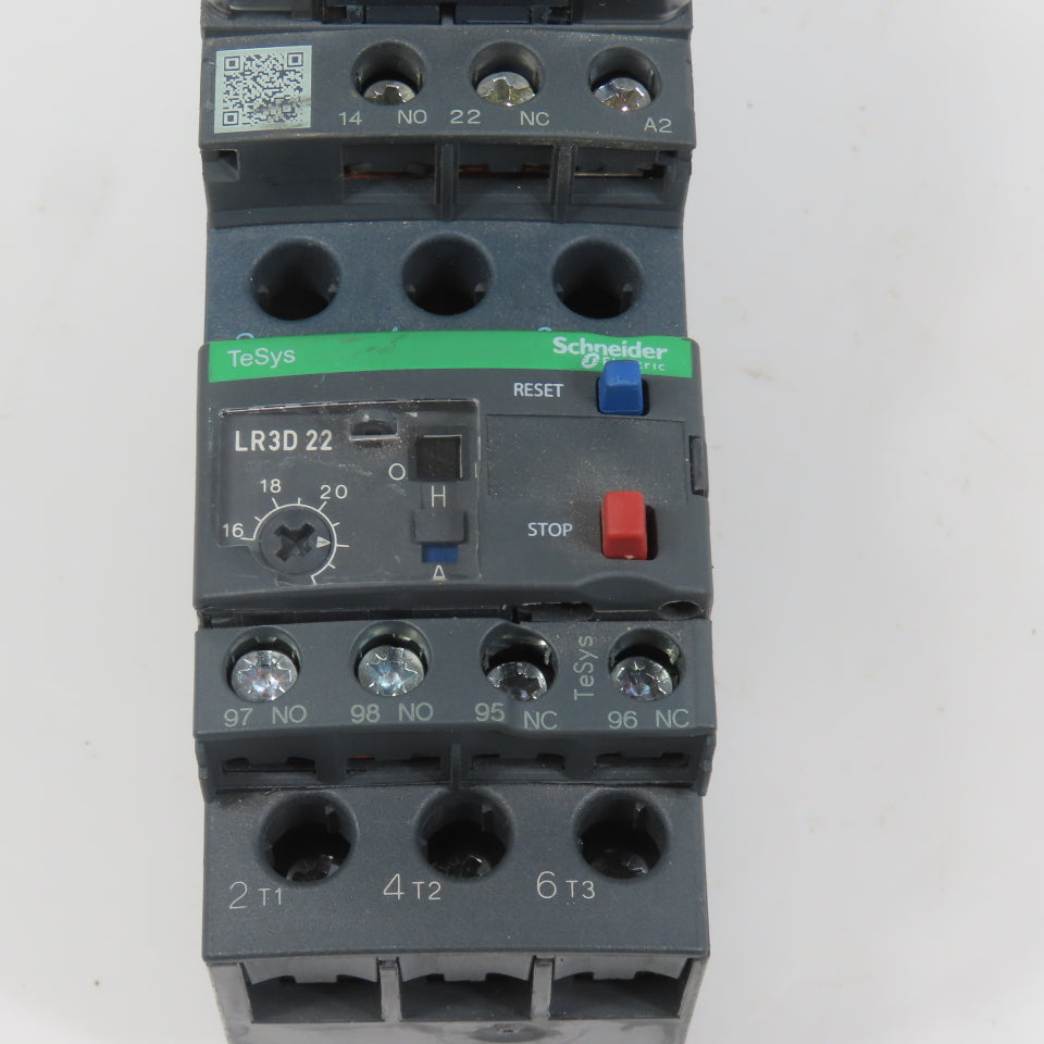 Schneider LC1D25F7 600VAC Contactor 20HP 110V Coil W/ LR3D22 Overload 16-24A