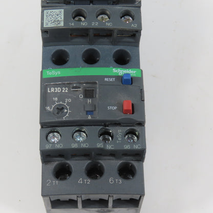 Schneider LC1D25F7 600VAC Contactor 20HP 110V Coil W/ LR3D22 Overload 16-24A