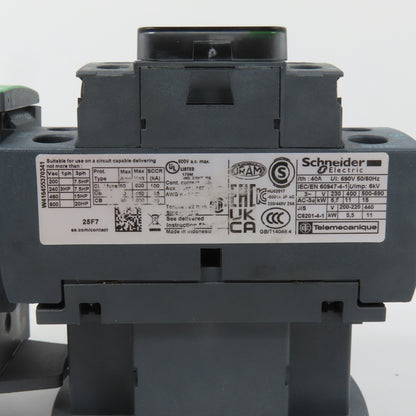 Schneider LC1D25F7 600VAC Contactor 20HP 110V Coil W/ LR3D22 Overload 16-24A
