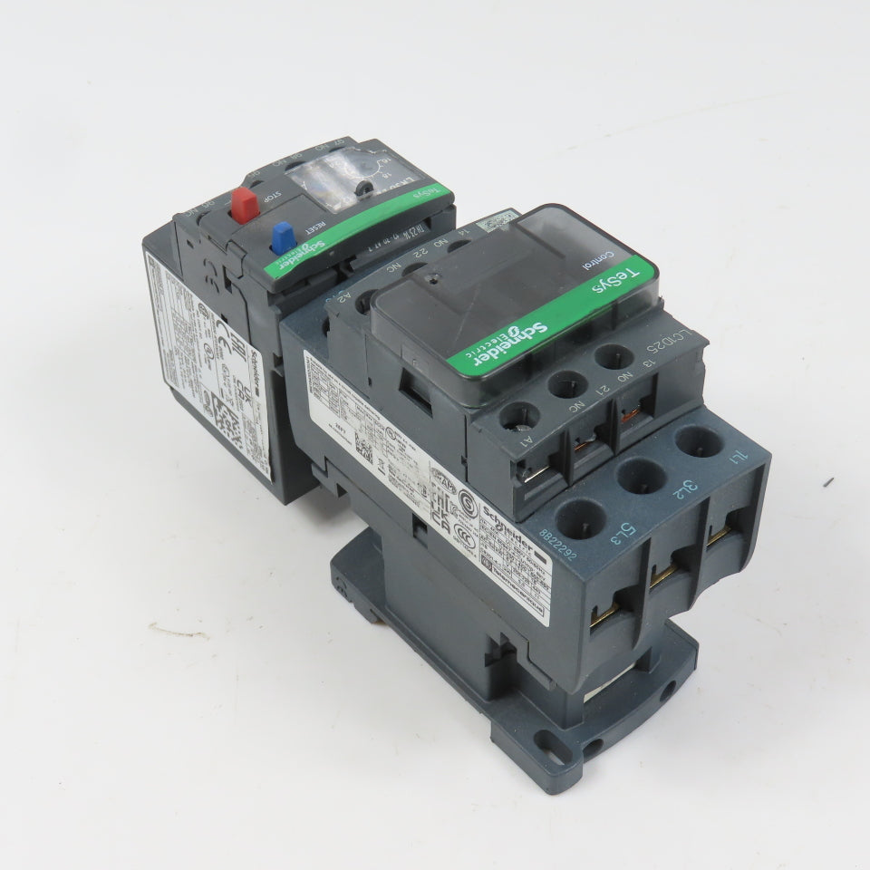 Schneider LC1D25F7 600VAC Contactor 20HP 110V Coil W/ LR3D22 Overload 16-24A