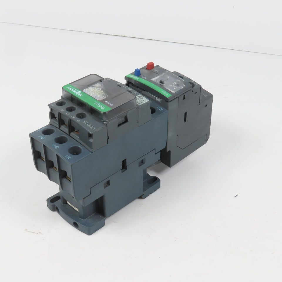 Schneider LC1D25F7 600VAC Contactor 20HP 110V Coil W/ LR3D22 Overload 16-24A