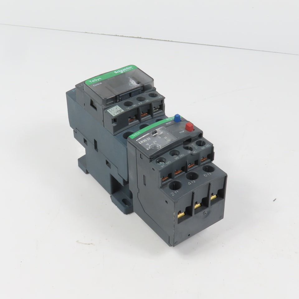 Schneider LC1D25F7 600VAC Contactor 20HP 110V Coil W/ LR3D22 Overload 16-24A