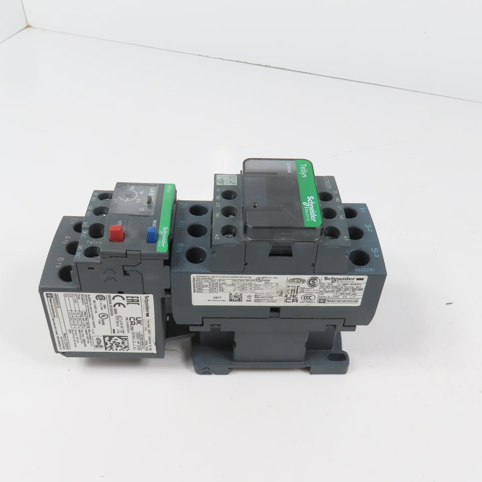 Schneider LC1D25F7 600VAC Contactor 20HP 110V Coil W/ LR3D22 Overload 16-24A