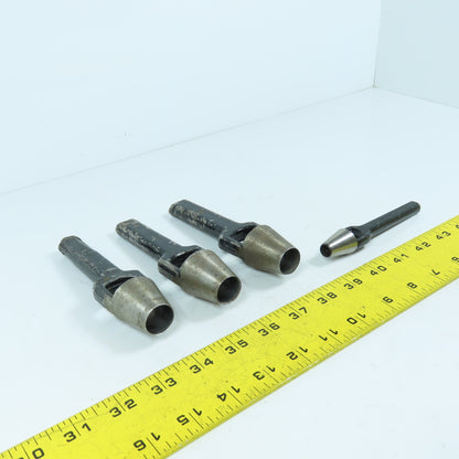 CS Osborne (1) 3/8" & (3) 3/4" Arch Leather Round Hole Punches Lot Of 4