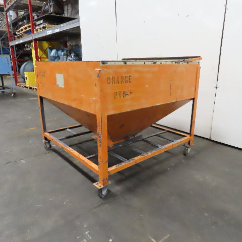 47" x 47" x 32"D Funnel Covered Rolling Bulk Dry Material Storage Feed Hopper