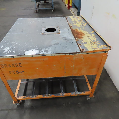 47" x 47" x 32"D Funnel Covered Rolling Bulk Dry Material Storage Feed Hopper