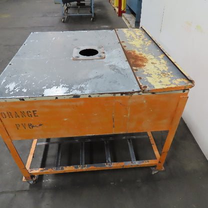 47" x 47" x 32"D Funnel Covered Rolling Bulk Dry Material Storage Feed Hopper