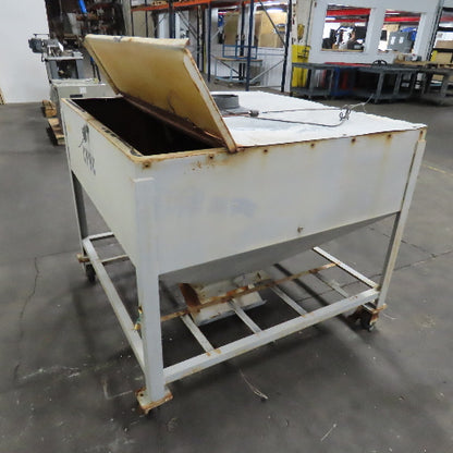 47" x 47" x 32"D Funnel Covered Rolling Bulk Dry Material Storage Feed Hopper