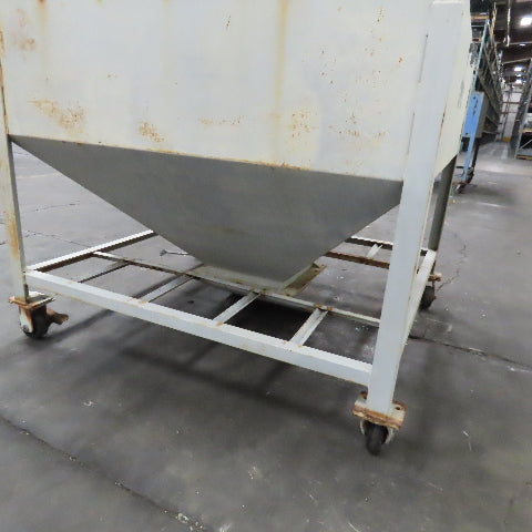 47" x 47" x 32"D Funnel Covered Rolling Bulk Dry Material Storage Feed Hopper