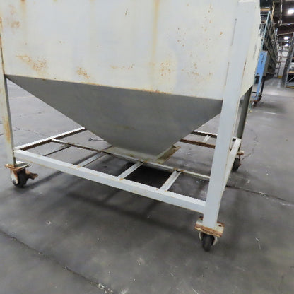 47" x 47" x 32"D Funnel Covered Rolling Bulk Dry Material Storage Feed Hopper