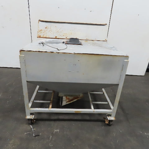 47" x 47" x 32"D Funnel Covered Rolling Bulk Dry Material Storage Feed Hopper