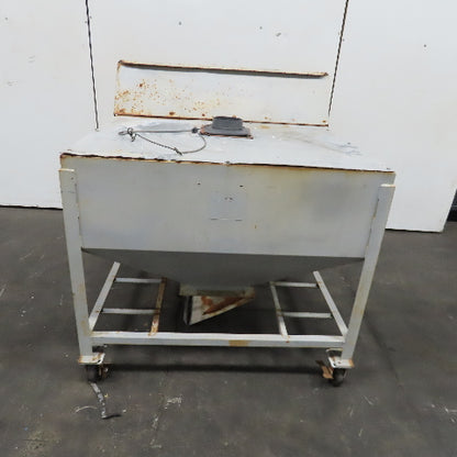 47" x 47" x 32"D Funnel Covered Rolling Bulk Dry Material Storage Feed Hopper