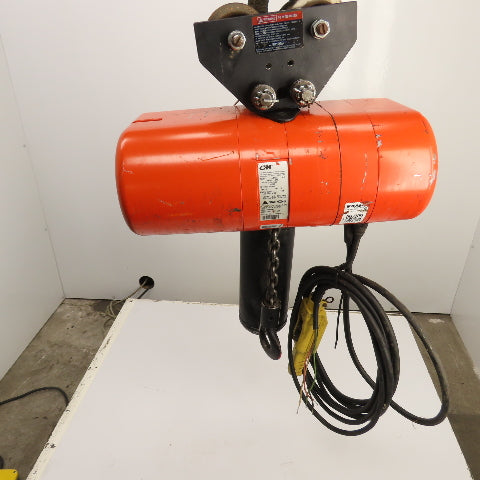 CM Lodestar Model L 1 Ton Electric Chain Hoist 15' Lift 16FPM 230/460V W/Trolley