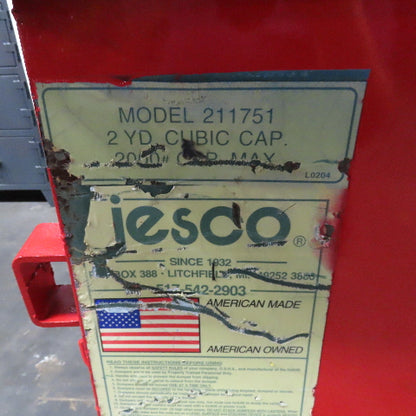 Jesco 211751 2 Cu/Yd 2000# Self Dumping Trash Scrap Recycling Hopper On Casters