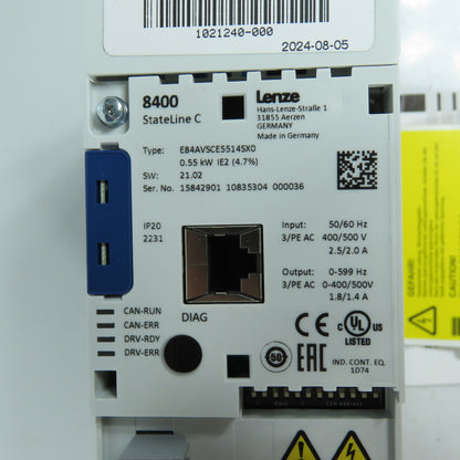 Lenze E84AVSCE5514SX0 0.55kW Frequency Inverter Drive 3PH 400/500V 1.8A NEW