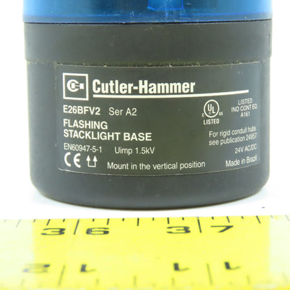 Eaton Cutler Hammer E26BFV2 SerA2 Blue Flashing Warning Stacklight 24V AC/DC