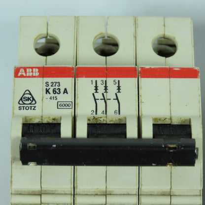 ABB S273 K 63A 3-Pole Rail Mount Circuit Breaker 240VAC Lot Of 2