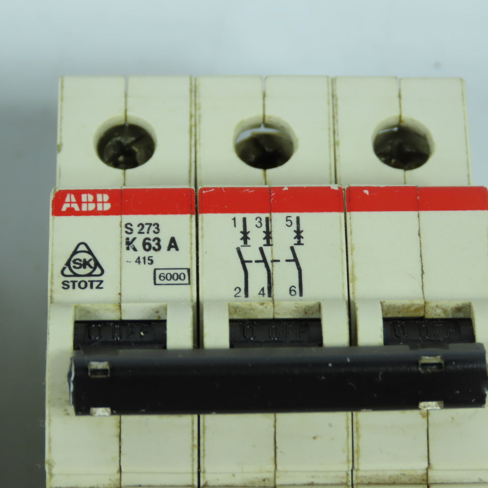 ABB S273 K 63A 3-Pole Rail Mount Circuit Breaker 240VAC Lot Of 2