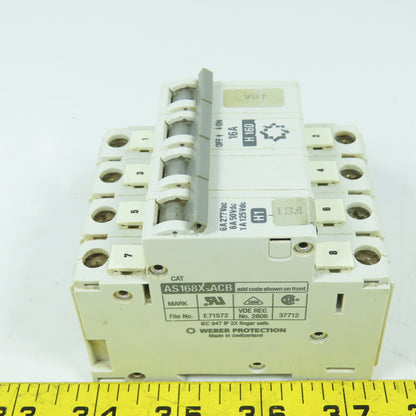Weber Protection AS168X-CB3 16A 4-Pole Rail Mount Circuit Breaker 480VAC