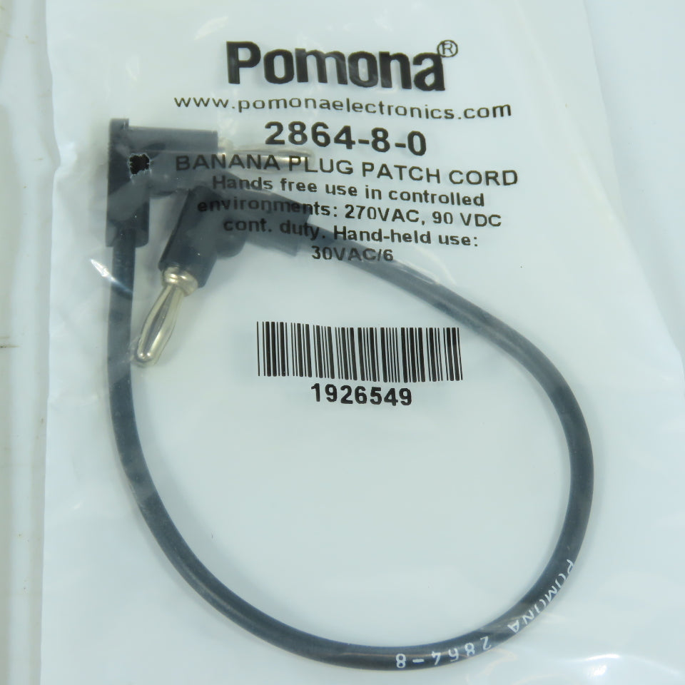 Pomona 2864-8-0 Banana Plug Patch Cord 270VAC 90VDC Lot Of 4