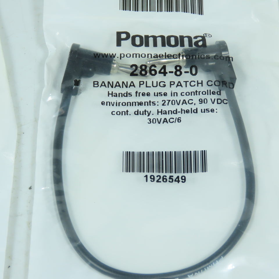 Pomona 2864-8-0 Banana Plug Patch Cord 270VAC 90VDC Lot Of 4