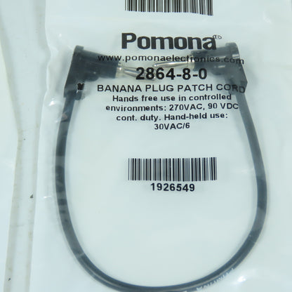 Pomona 2864-8-0 Banana Plug Patch Cord 270VAC 90VDC Lot Of 4