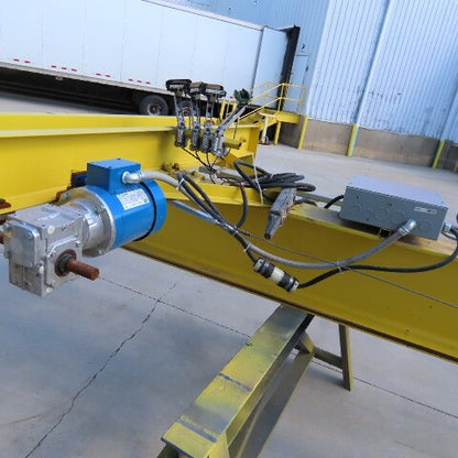 PWI 1 Ton Underhung Bridge Crane 50' Span 56' Extended Travel Powered End Trucks