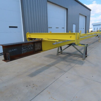 PWI 1 Ton Underhung Bridge Crane 50' Span 56' Extended Travel Powered End Trucks