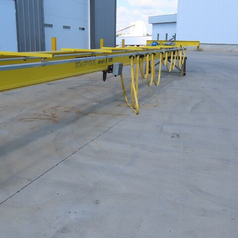 PWI 1 Ton Underhung Bridge Crane 50' Span 56' Extended Travel Powered End Trucks