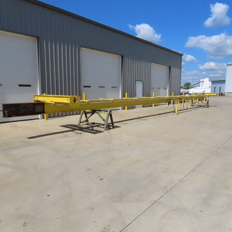 PWI 1 Ton Underhung Bridge Crane 50' Span 56' Extended Travel Powered End Trucks