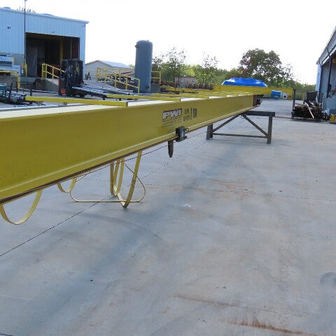 PWI 1 Ton Underhung Bridge Crane 50' Span 56' Extended Travel Powered End Trucks