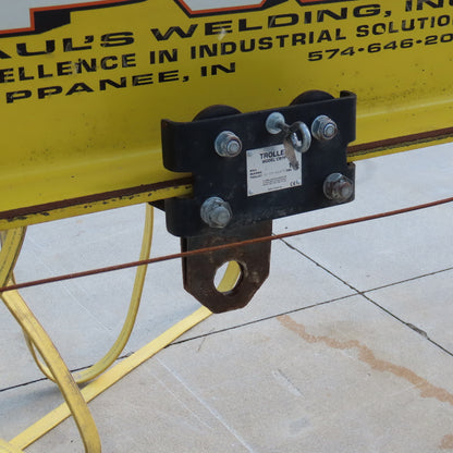 PWI 1 Ton Underhung Bridge Crane 50' Span 56' Extended Travel Powered End Trucks