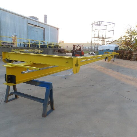 PWI 1 Ton Underhung Bridge Crane 50' Span 49' Travel Powered End Trucks 3Ph