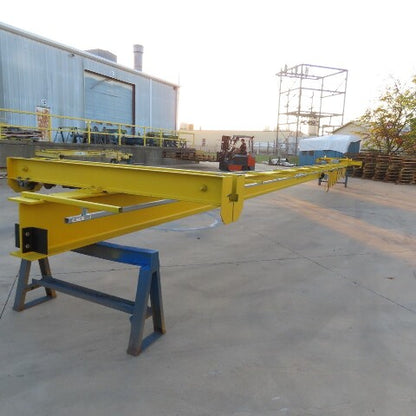 PWI 1 Ton Underhung Bridge Crane 50' Span 49' Travel Powered End Trucks 3Ph