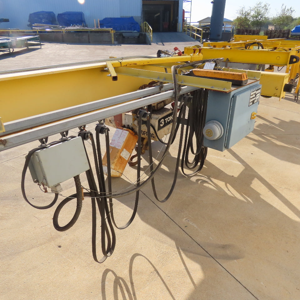 MHE 3 Ton Top Running Bridge Crane 30' Span 12' Lift 10FPM Hoist 78FPM Travel