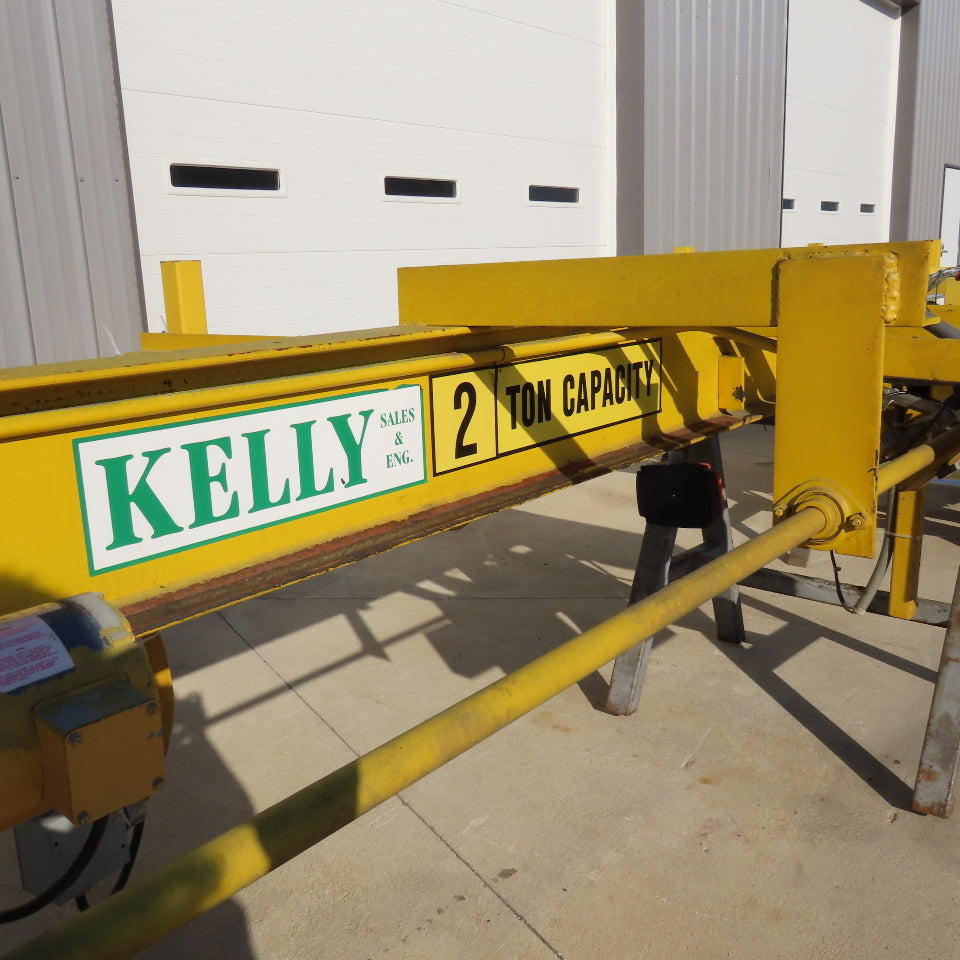 Kelly 2 Ton Top Running Bridge Crane Powered Trolley Hoist 74" Travel 9' Span