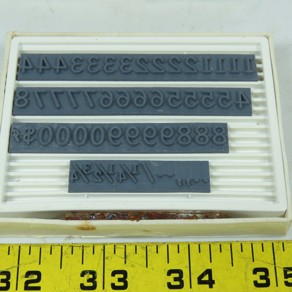 Base-Lock No. 34 F-13 Rubber Type Figure Font Stamps Lot Of 9