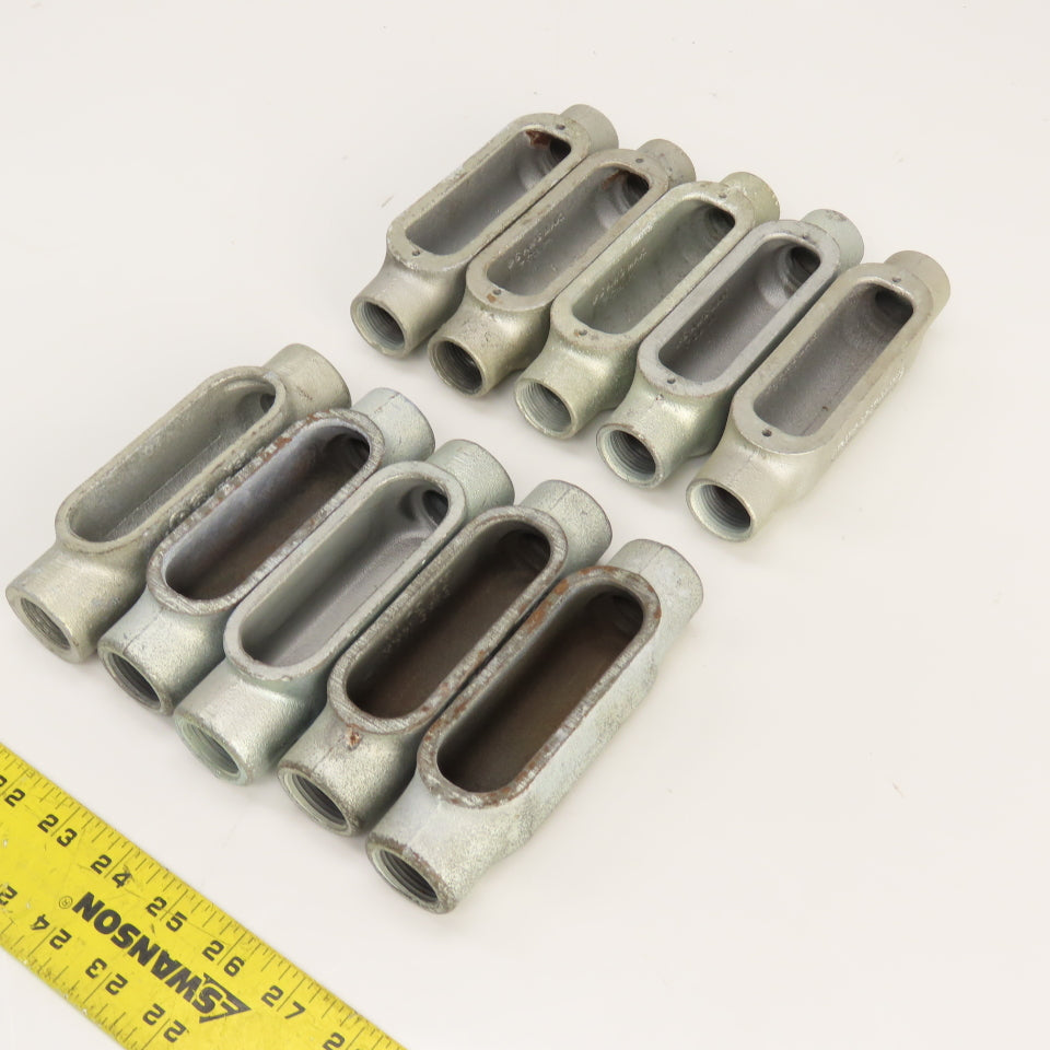 OZ Gedney 3/4" LB Straight Conduit Body 6.9 Cu In (No Cover) Lot Of 10