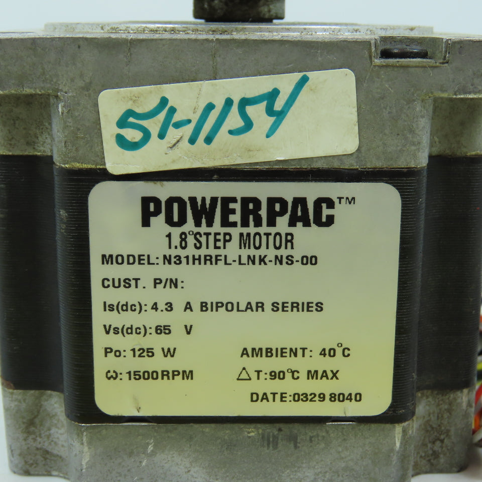 Pacific Scientific N31HRFL-LNK-NS-00 Powerpac 1.8° Step Motor 65VDC 125W 1500RPM