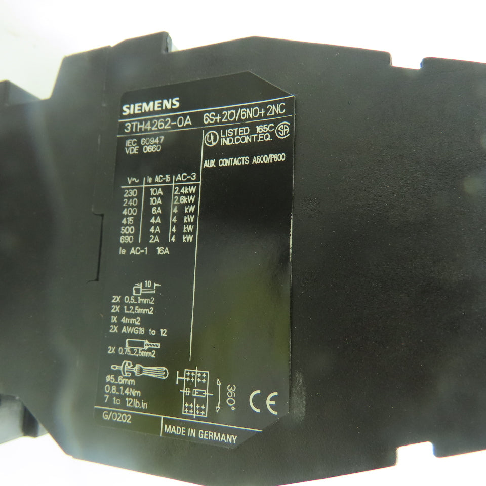 Siemens 3TH4262-0AJ2 Contactor Control Relay 115V Coil NEW