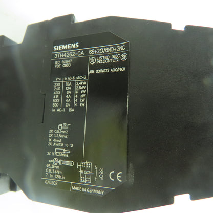 Siemens 3TH4262-0AJ2 Contactor Control Relay 115V Coil NEW