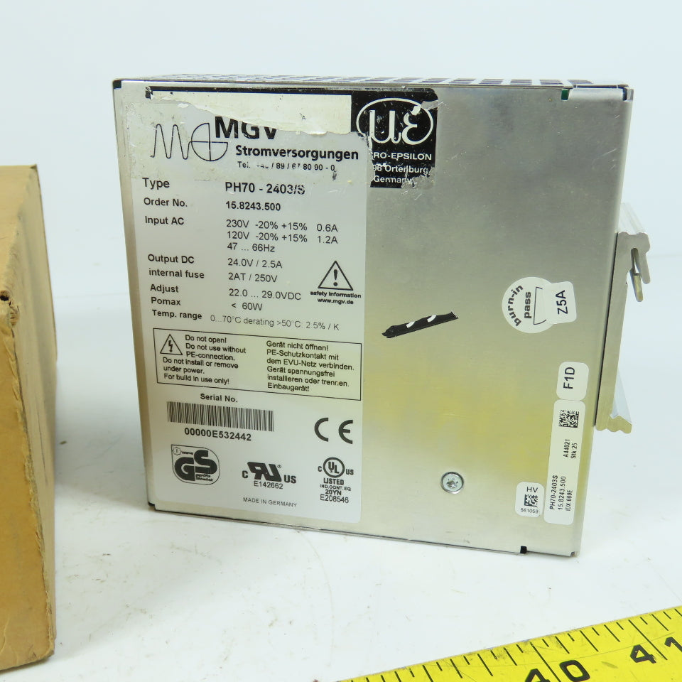 Micro-Epsilon PH70-2403/S 15.8243.500 24V DC 2.5A Power Supply 120/230VAC Input
