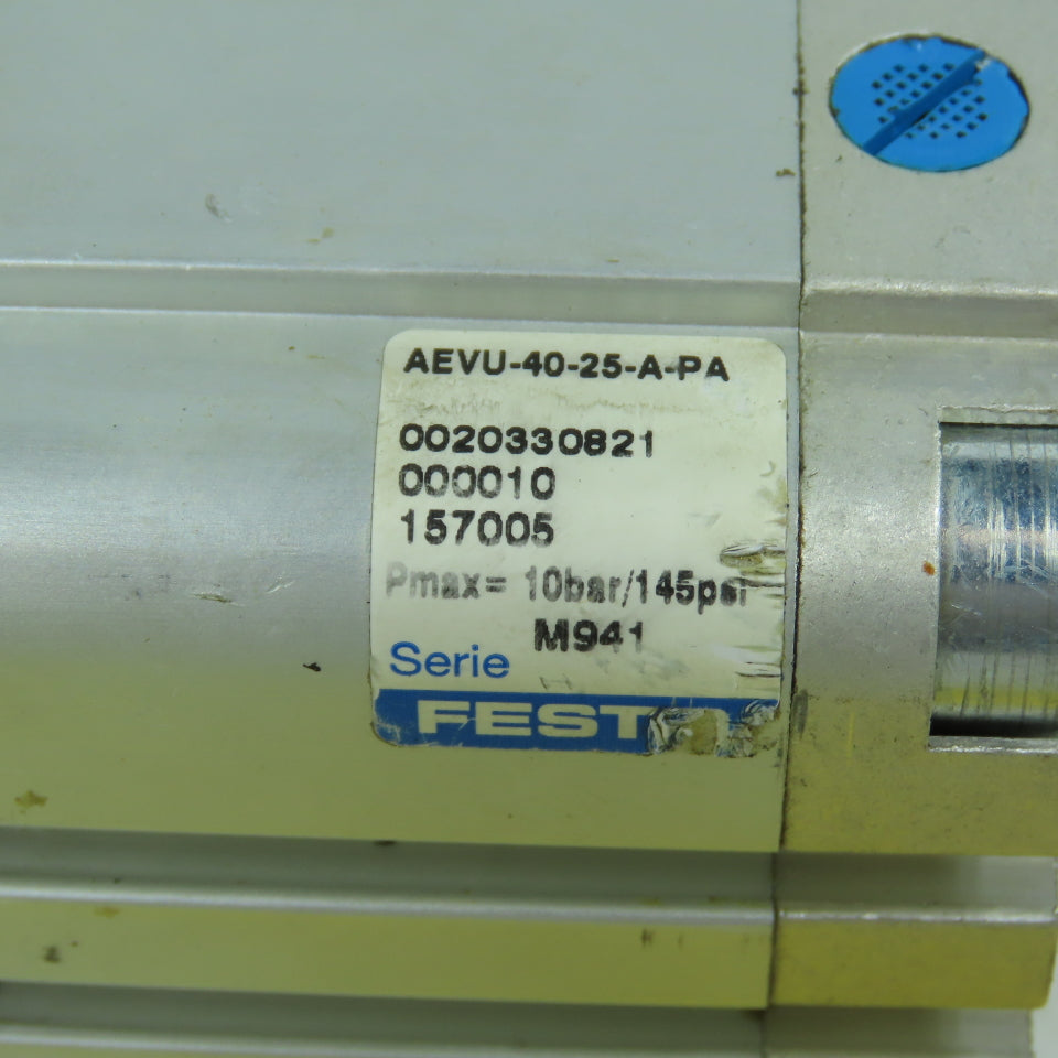 Festo AEVU-40-25-A-PA Spring Return Pneumatic Air Cylinder 40mm Bore 25mm Stroke
